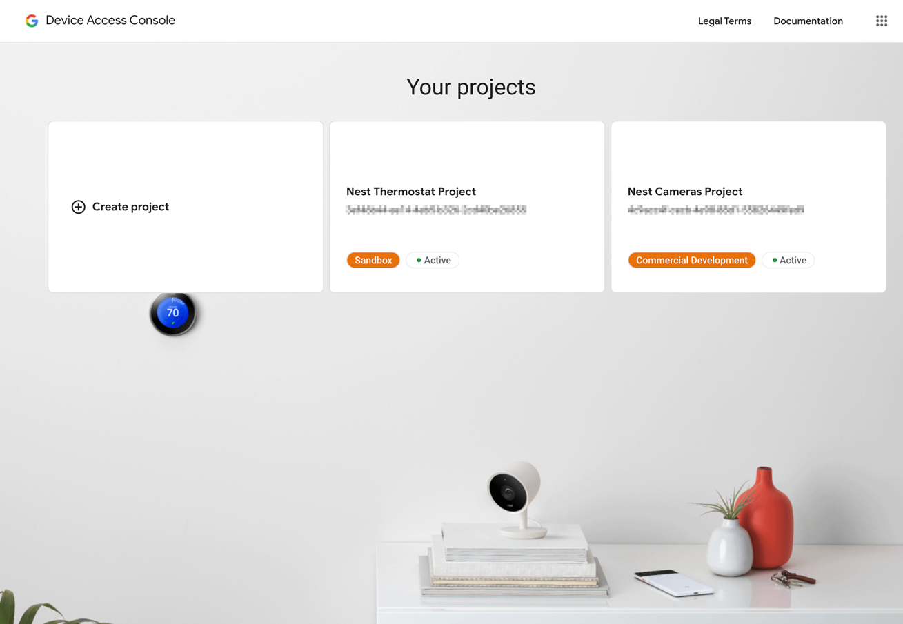 Device Access प्रोजेक्ट की सूची