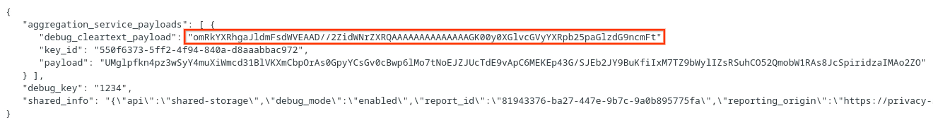 depurar payload de texto não criptografado do corpo do relatório