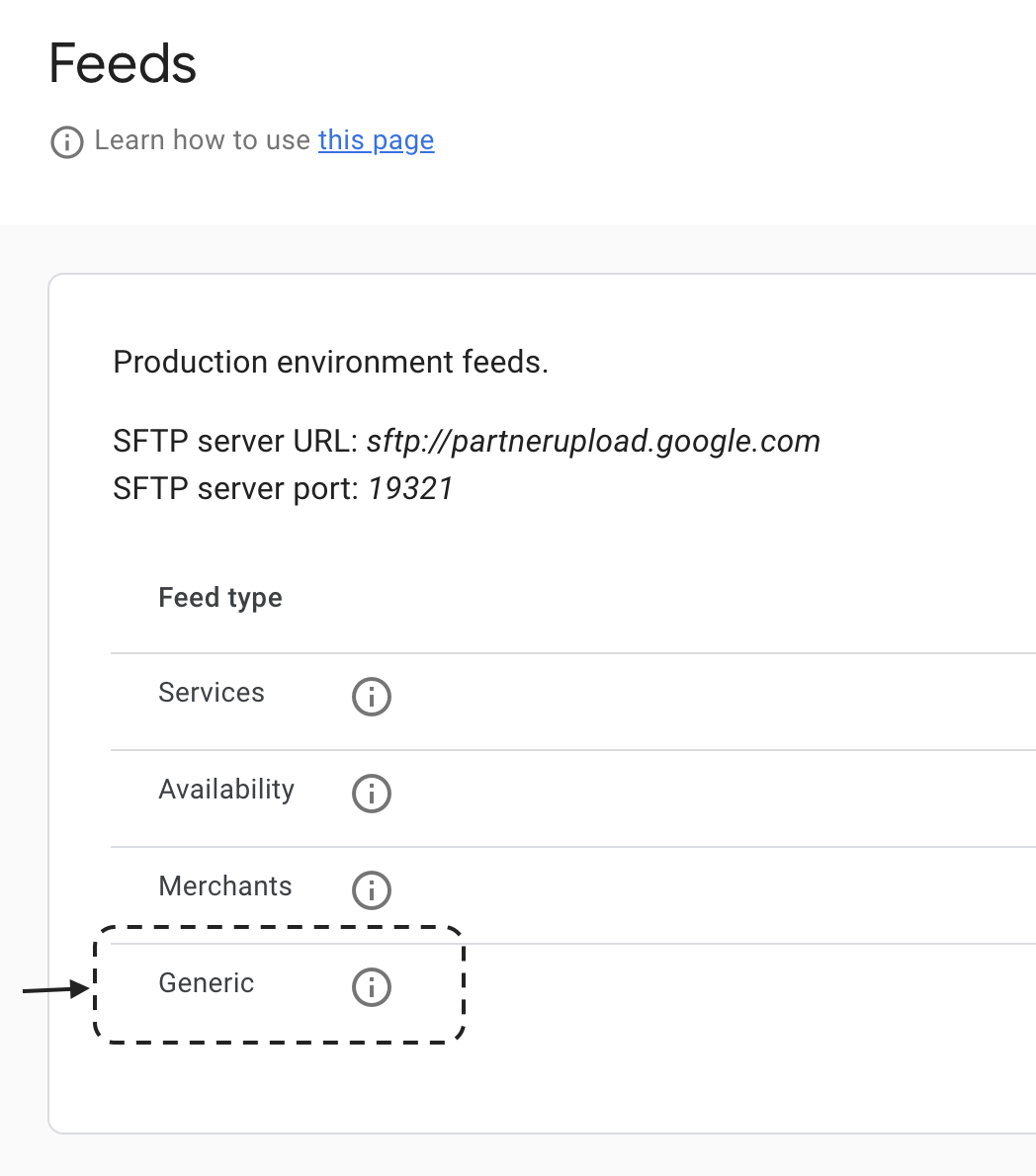 选择 Feed SFTP 服务器