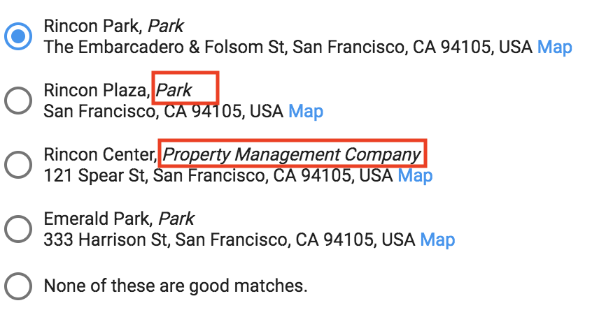 匹配器界面以斜体字体显示商家类别