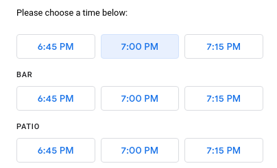 รูปที่ 1: ตัวอย่างการเลือกช่องสำหรับร้านอาหารที่มีส่วนที่นั่ง