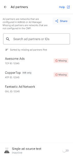 Strona Partnerzy reklamowi w inspektorze reklam
