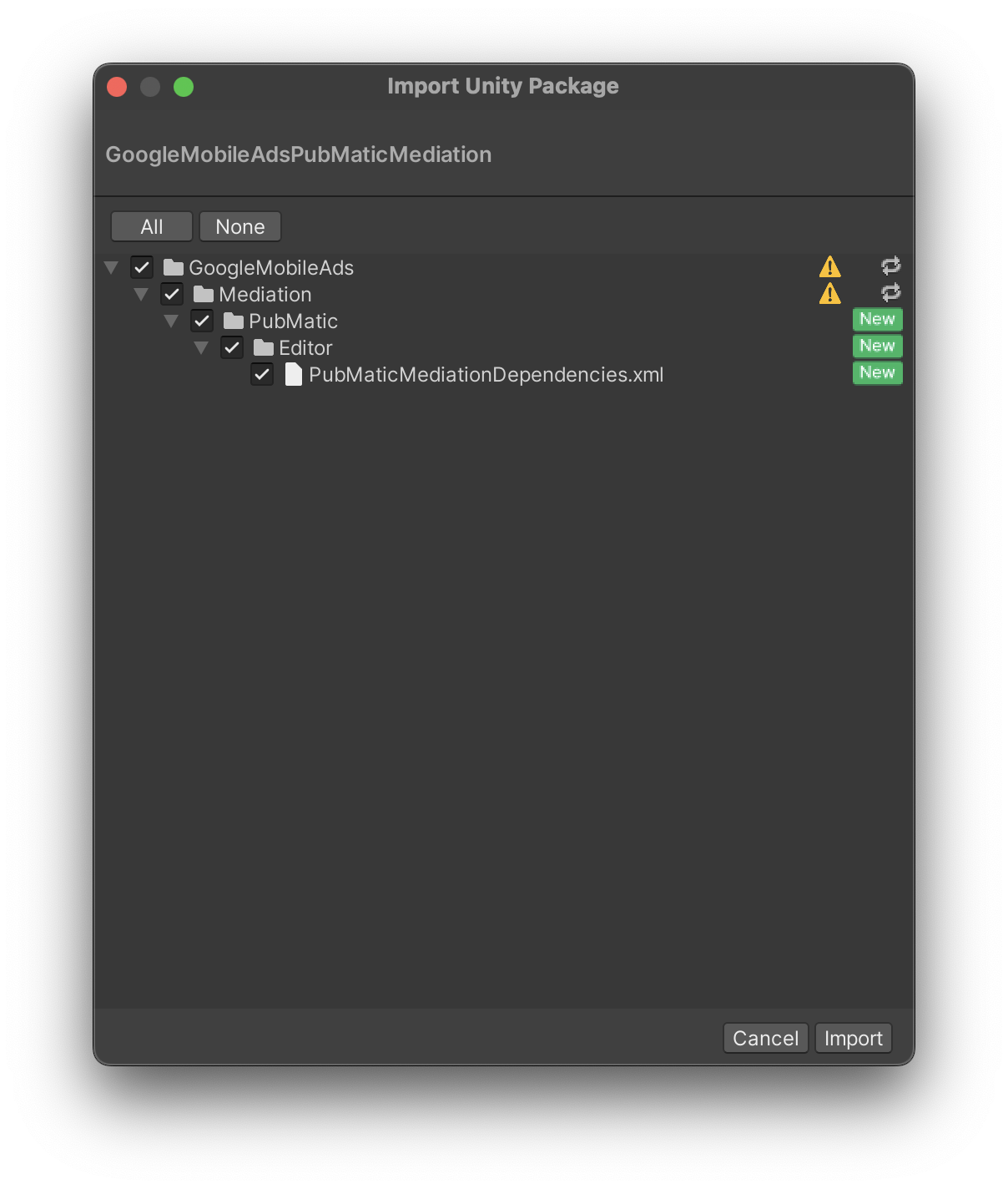 Unity'den içe aktarma