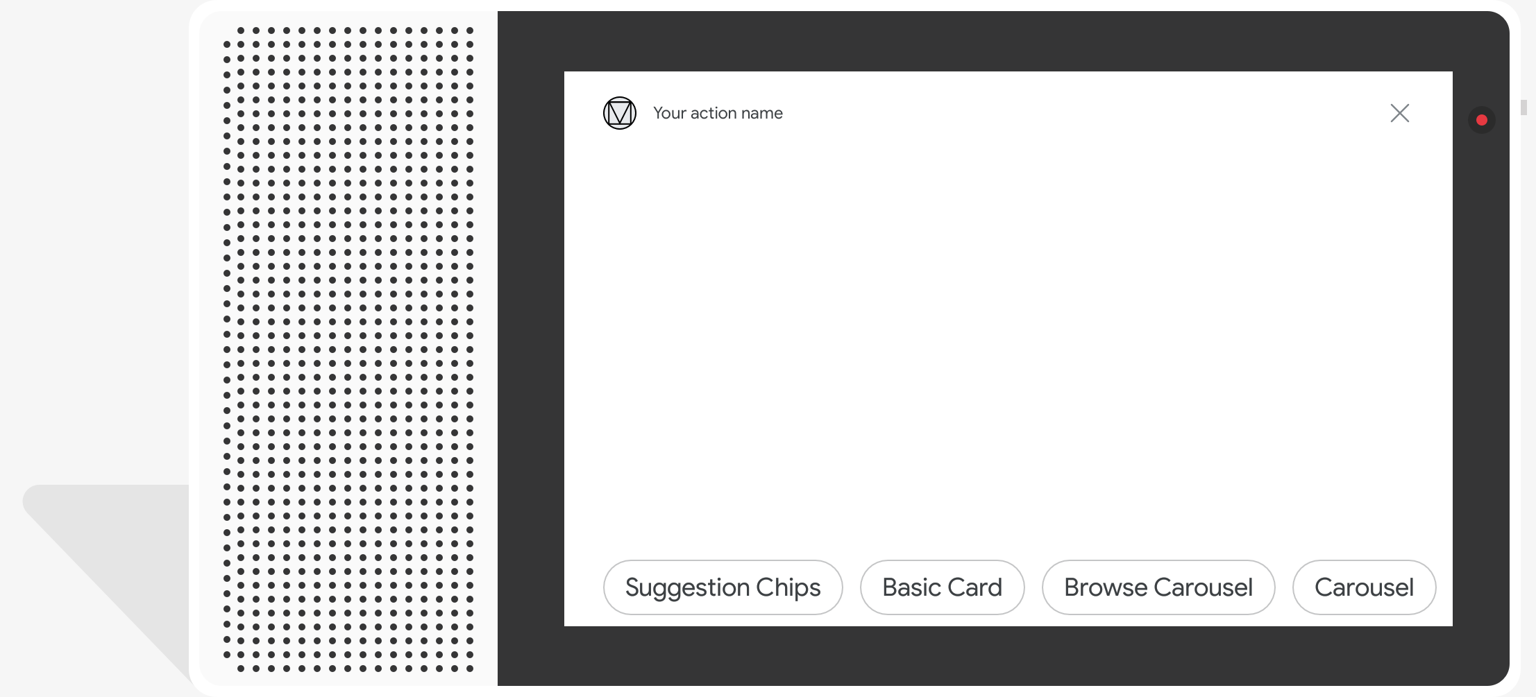 Esempio di chip di suggerimenti su uno smart display