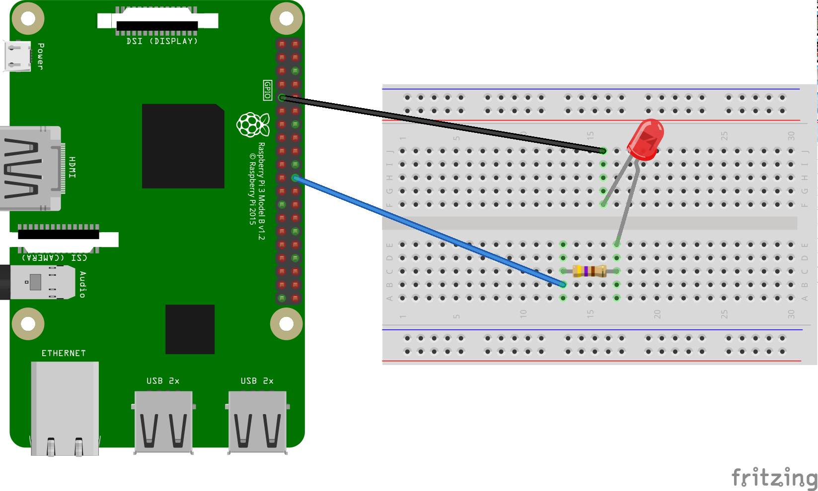 Wire an LED to the Raspberry Pi