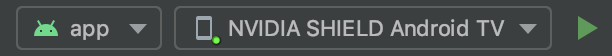 Imagen en la que se muestra el dispositivo Android TV que aparece en la barra de herramientas de Android Studio