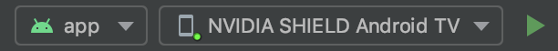 Bild, das das Android TV-Gerät in der Symbolleiste von Android Studio zeigt