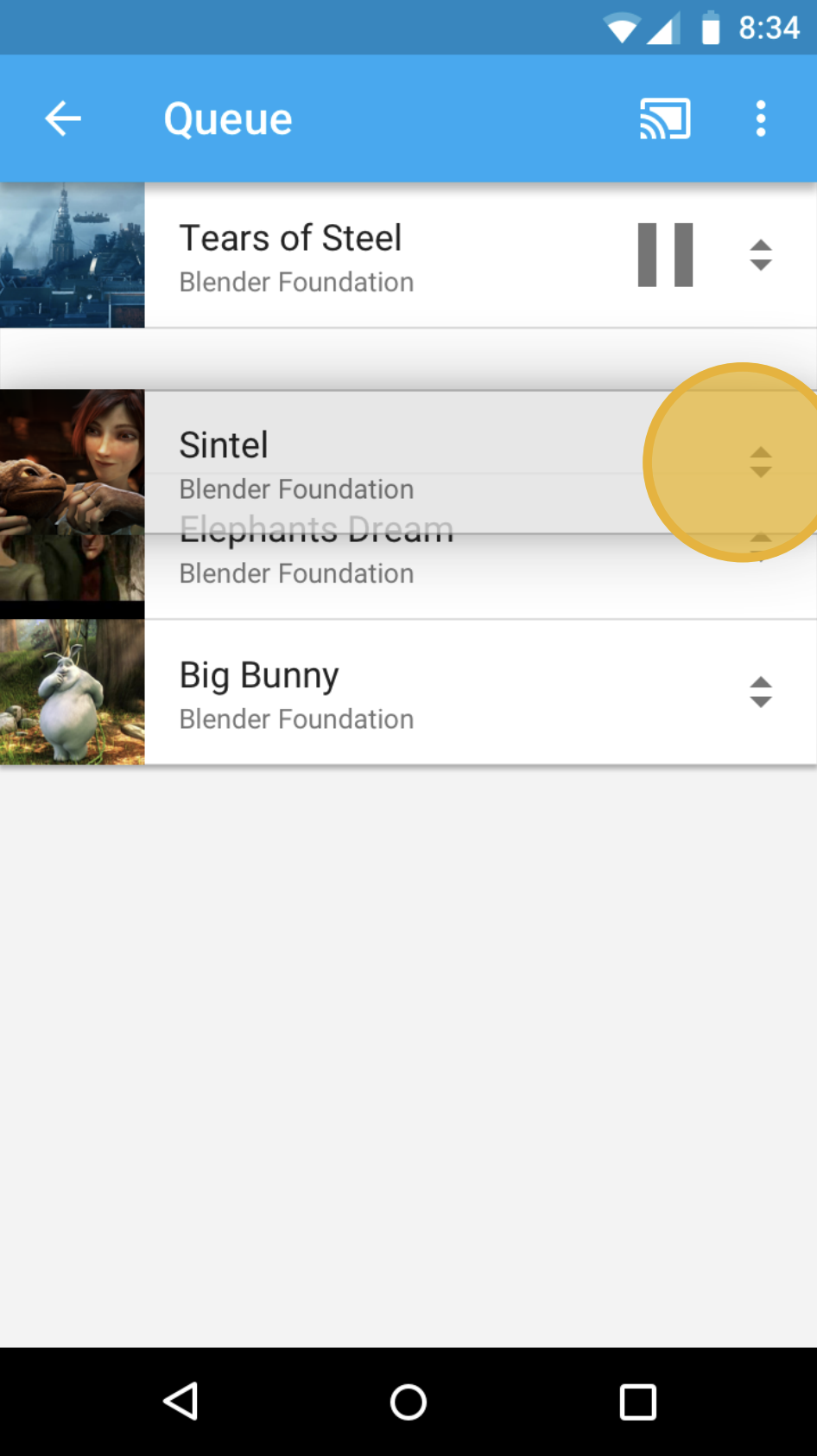 Réorganiser la file d&#39;attente de l&#39;expéditeur pour la lecture automatique