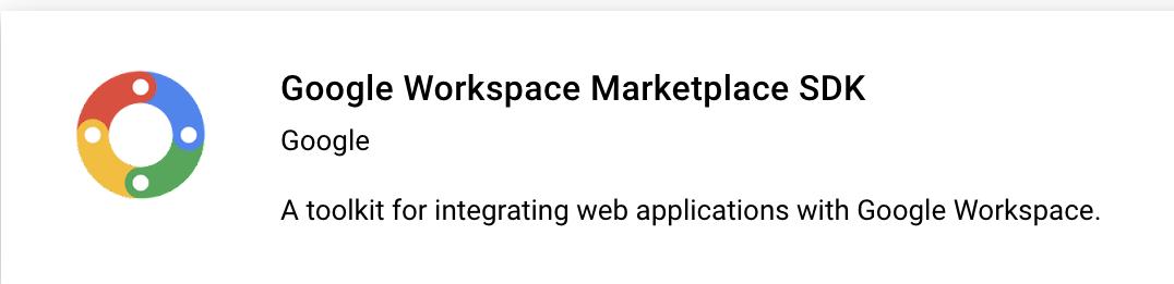 הכרטיס של Google Workspace Marketplace SDK