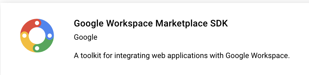 بطاقة حزمة تطوير البرامج (SDK) في Google Workspace Marketplace
