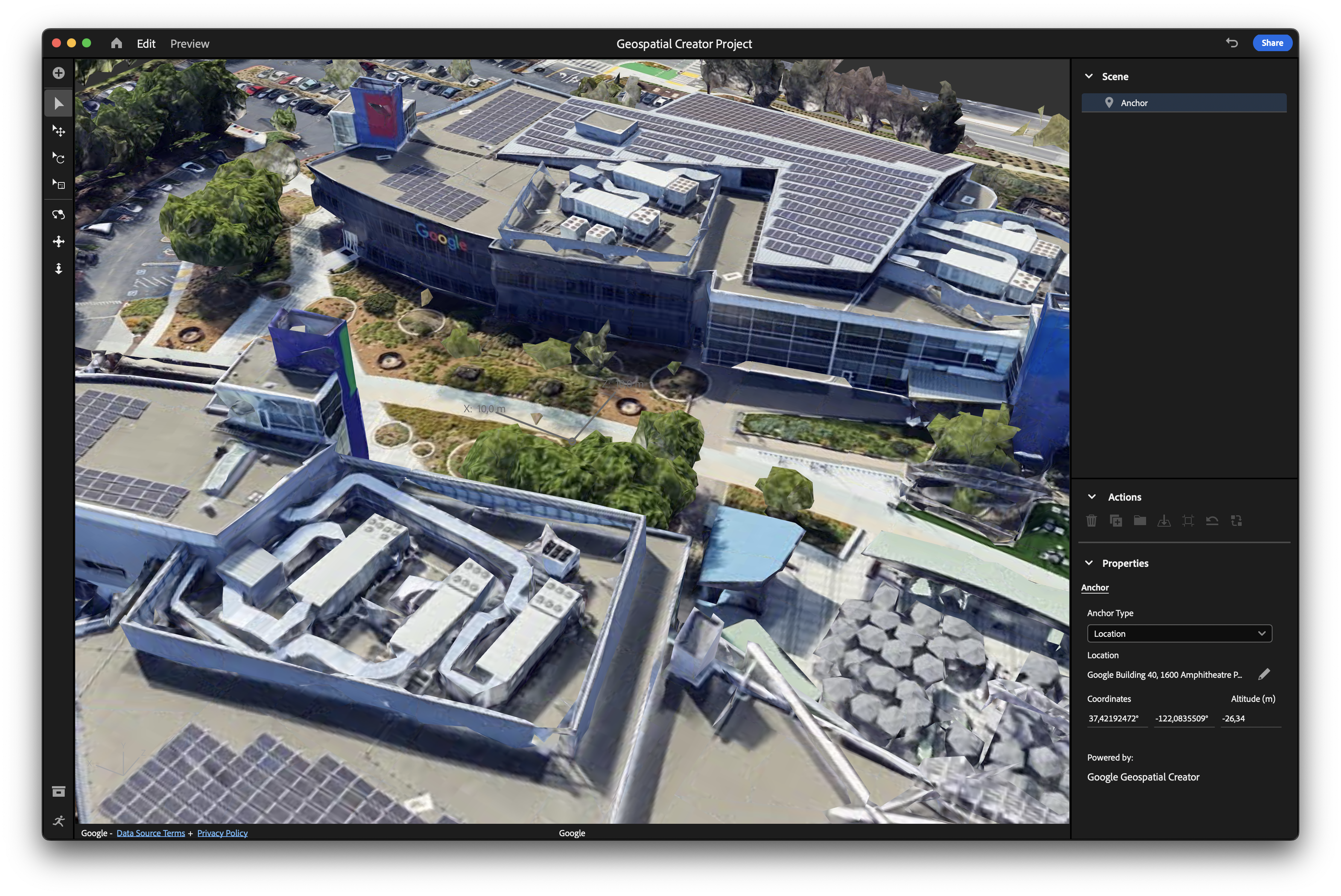 มุมมองฉากใน Adobe Aero