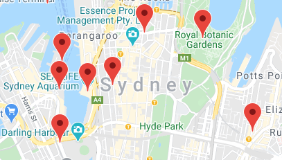 Carte avec des repères rouges