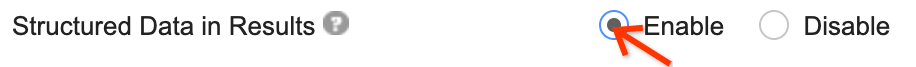 Screenshot of enabling structured data