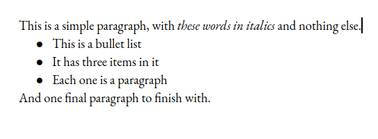 Documento di piccole dimensioni con paragrafi ed elenchi puntati.