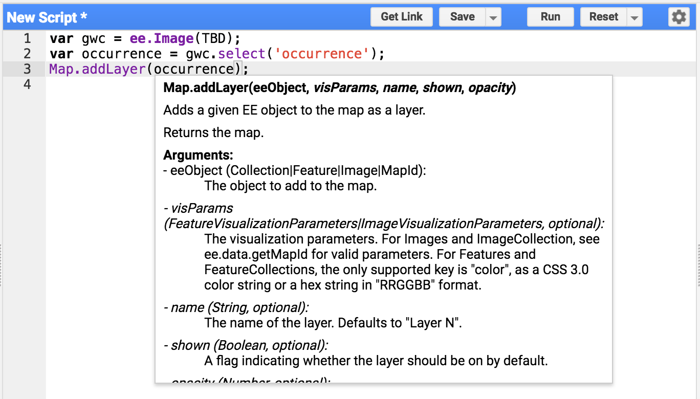 Map.addLayer arguments