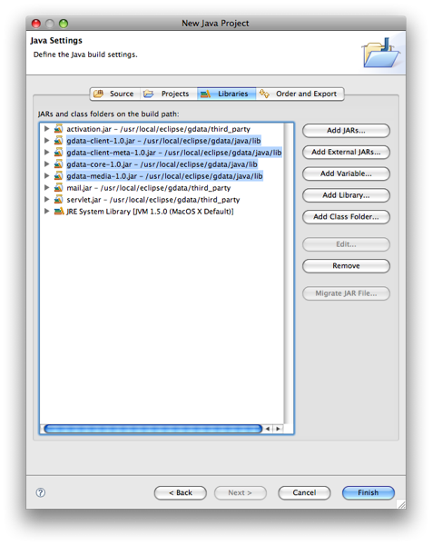 GData JAR を追加する