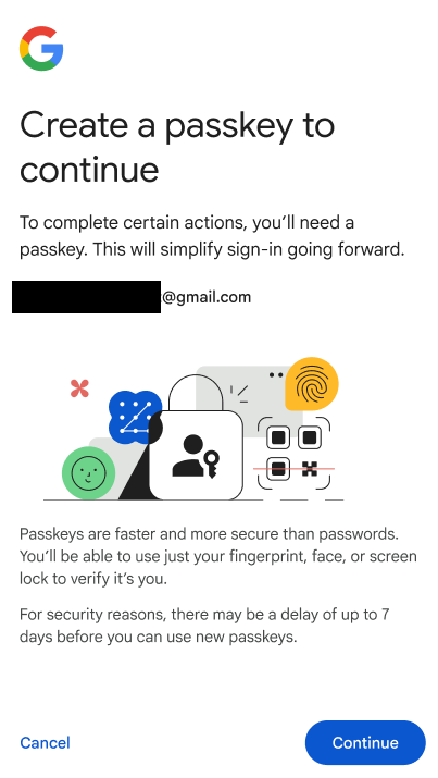 Pantalla de llave de acceso de OAuth