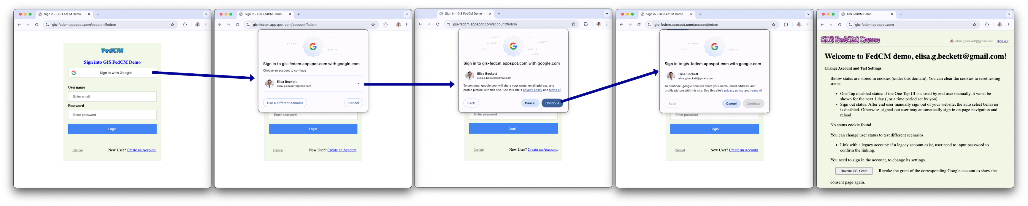 با فعال کردن FedCM - سفر کاربر جدید دارای جلسه Google است