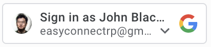 Un botón personalizado con el nombre y el correo electrónico en elipses.