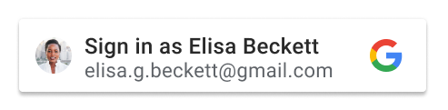 Персонализированная кнопка, на которой отображается имя одной учетной записи Google.
