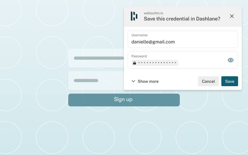 要求从密码字段中保存密码的 Dashlane 提示。