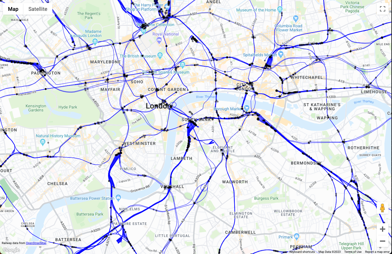 mapa londyńskiej kolei