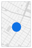 Une carte avec un point bleu