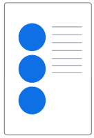 Eine Liste blauer Punkte ohne Karte.