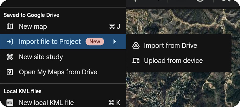 导入 KML 或 KMZ 文件（可选）
