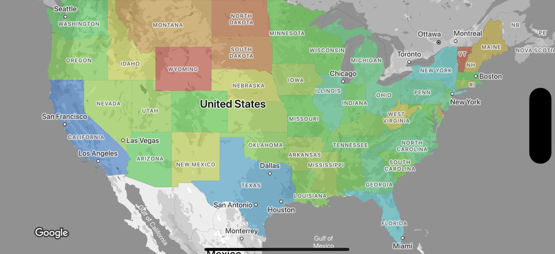 Diagrama mostrando um coroplético limite
mapa