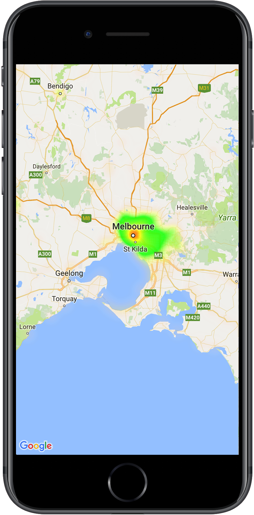 Um mapa com mapa de calor mostrando a localização de delegacias de polícia