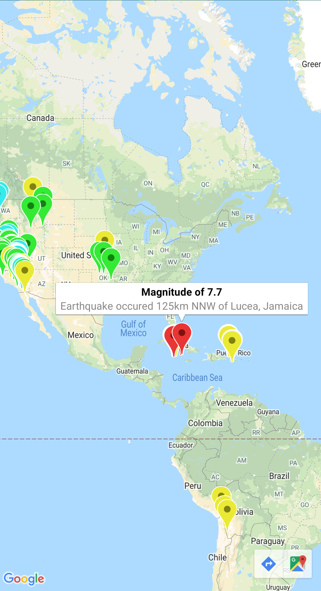 GeoJSON レイヤを含むマップ