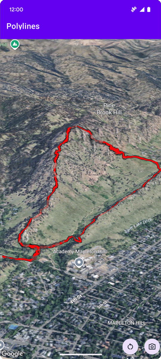 Uma polilinha em um mapa 3D