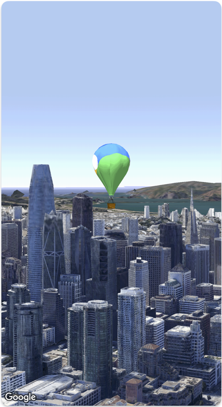 Uma visualização de mapa mostrando um modelo 3D