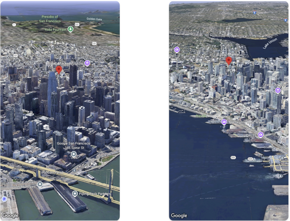 Basic markers on a 3D map