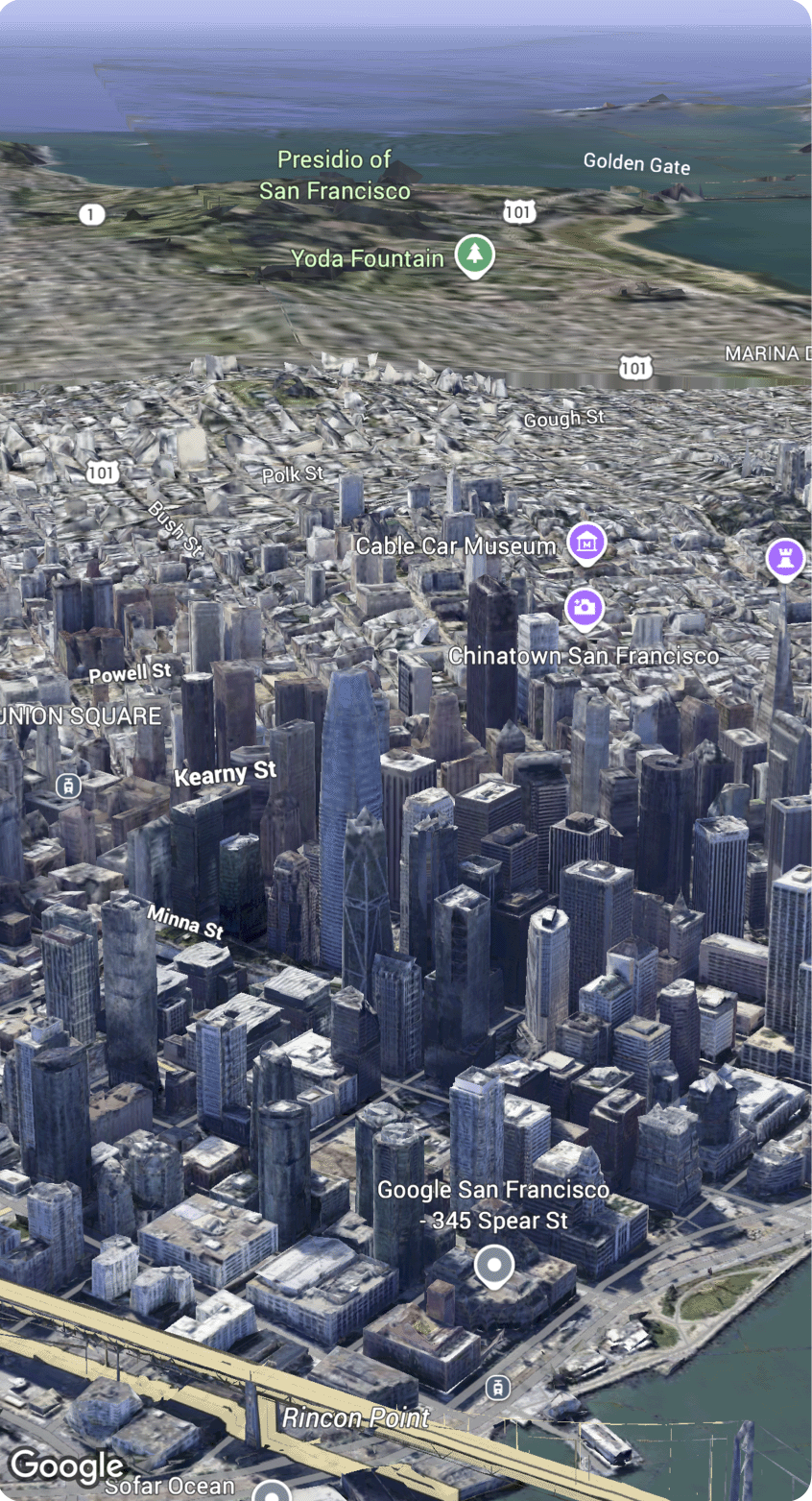 Widok mapy pokazujący ograniczenia dotyczące elementów sterujących kamerą