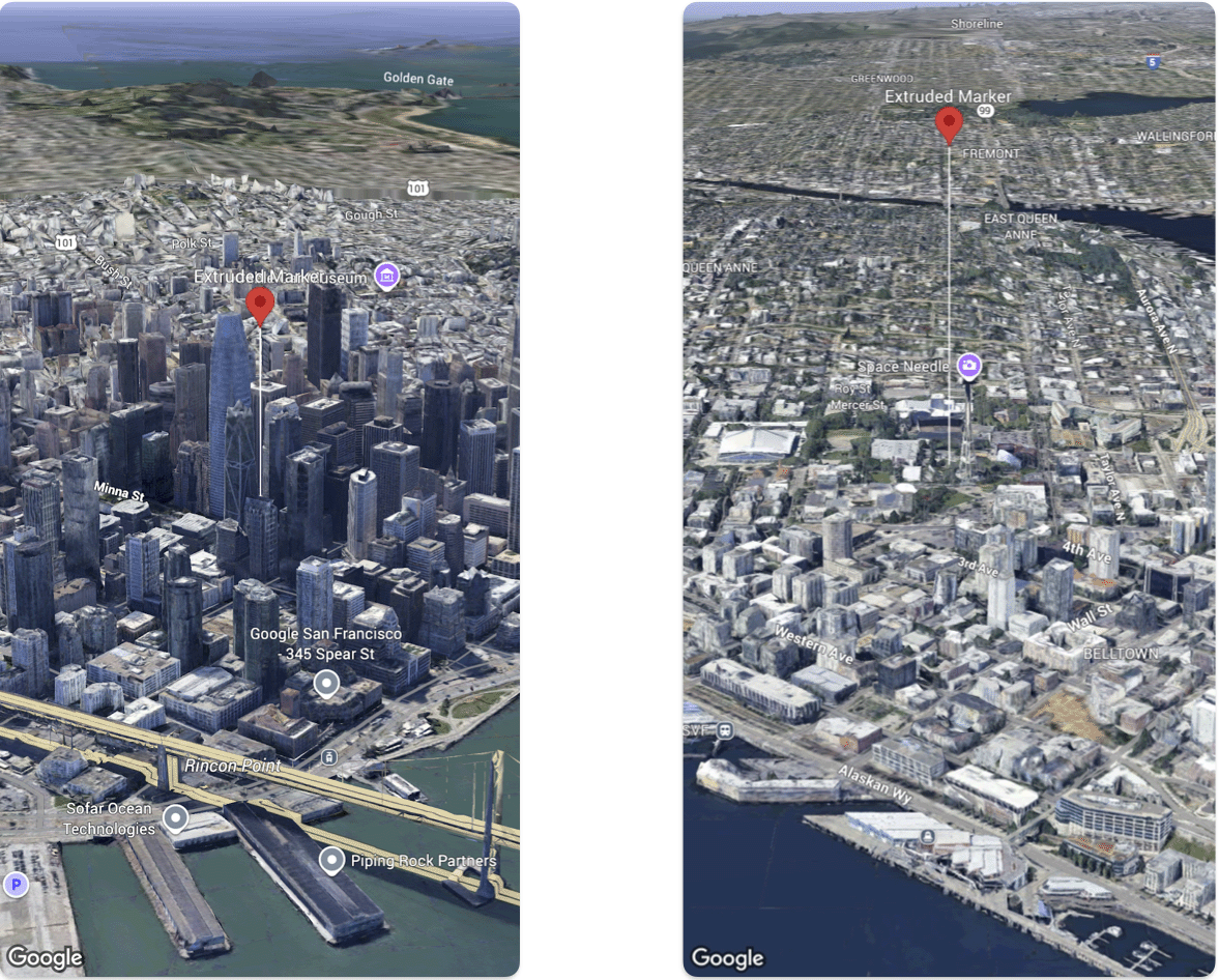 3D 地图上的突出显示标记