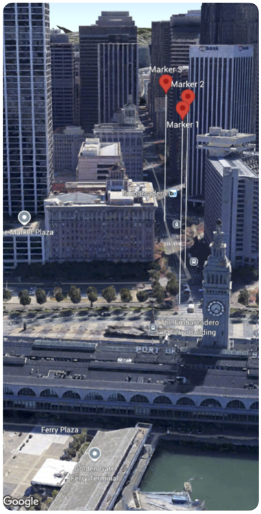 মার্কার সংঘর্ষের আচরণ দেখানো একটি মানচিত্র দৃশ্য