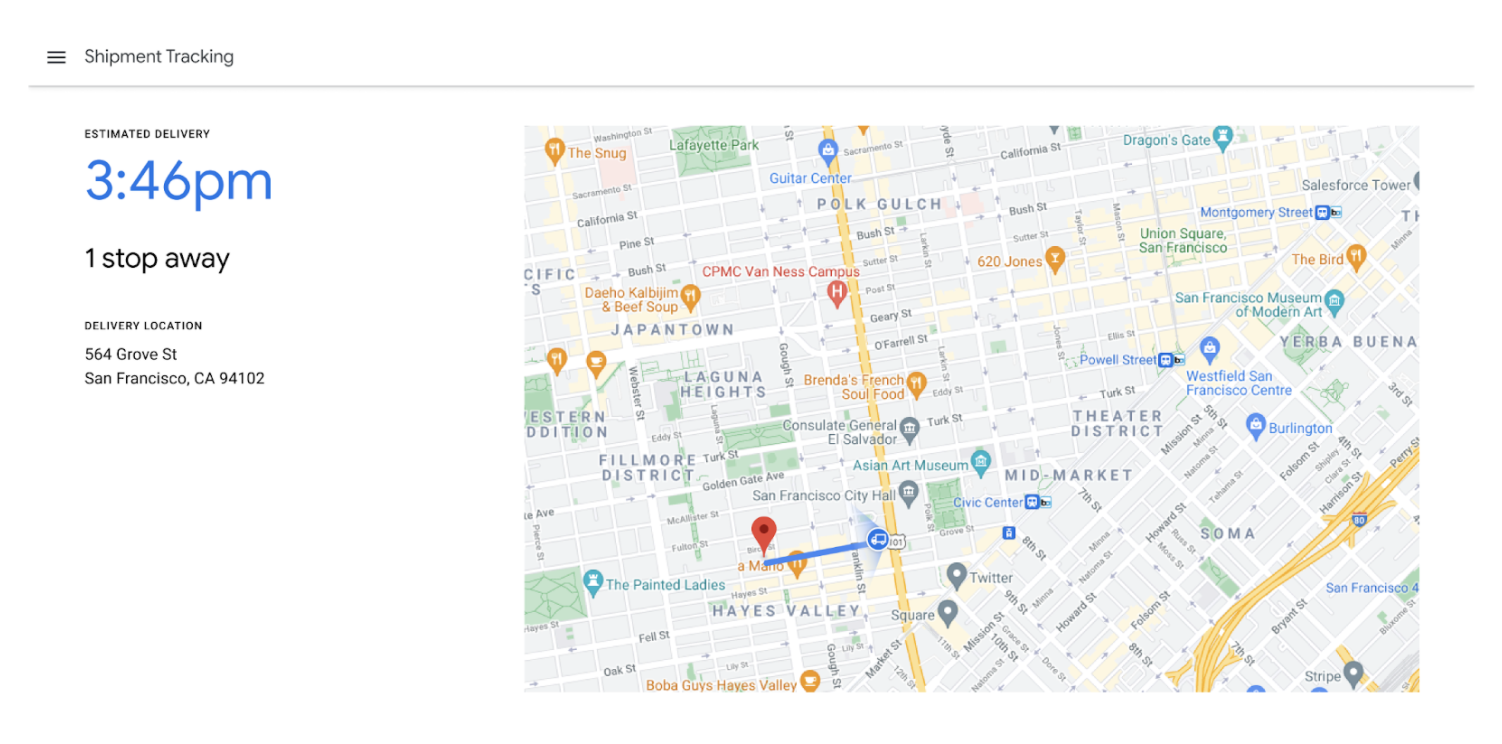 跟踪预定发货任务的示例 Web 应用
