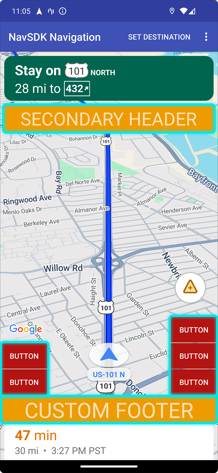 Positionen benutzerdefinierter Steuerelemente für das Hochformat.
