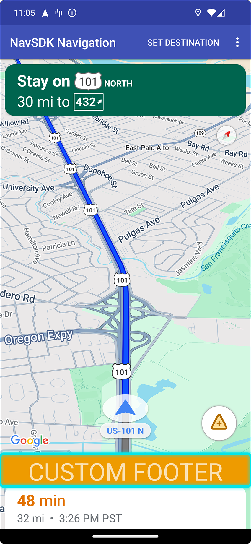 Положение настраиваемого элемента управления нижнего колонтитула для портретной ориентации.
