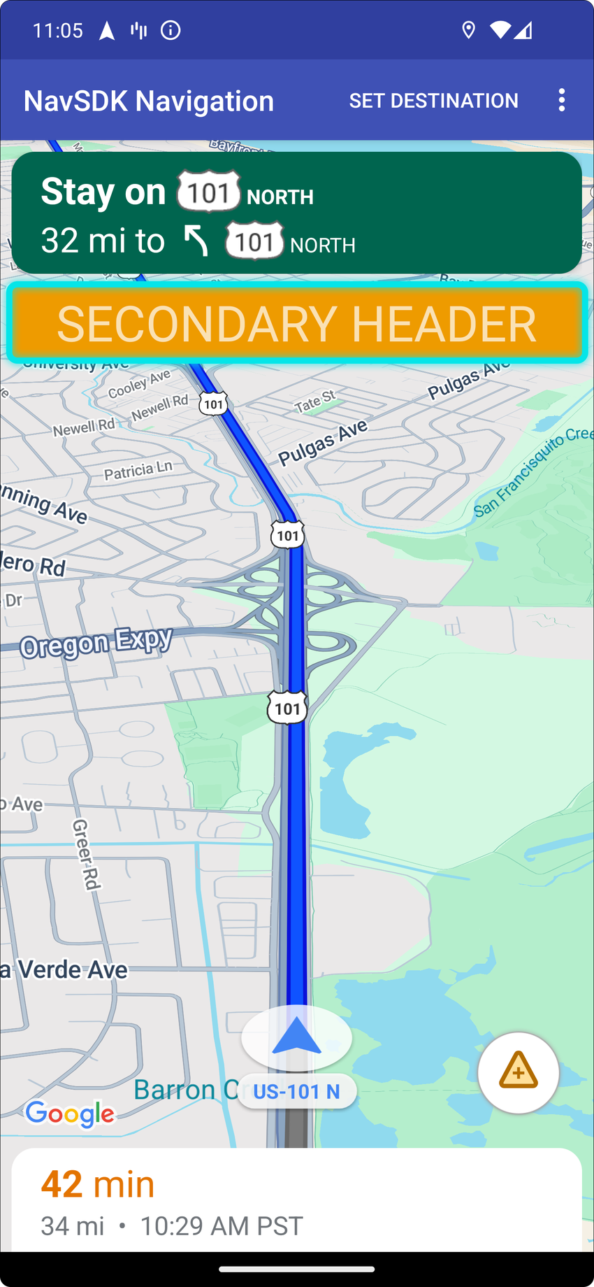 পোর্ট্রেট ওরিয়েন্টেশনের জন্য সেকেন্ডারি হেডার কাস্টম নিয়ন্ত্রণ অবস্থান।