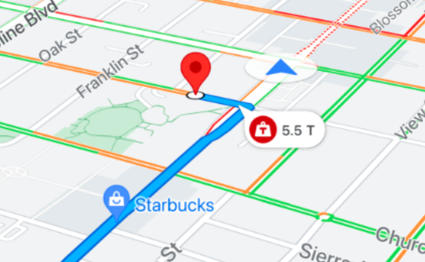 Một bản đồ cho thấy biểu tượng hạn chế về trọng lượng