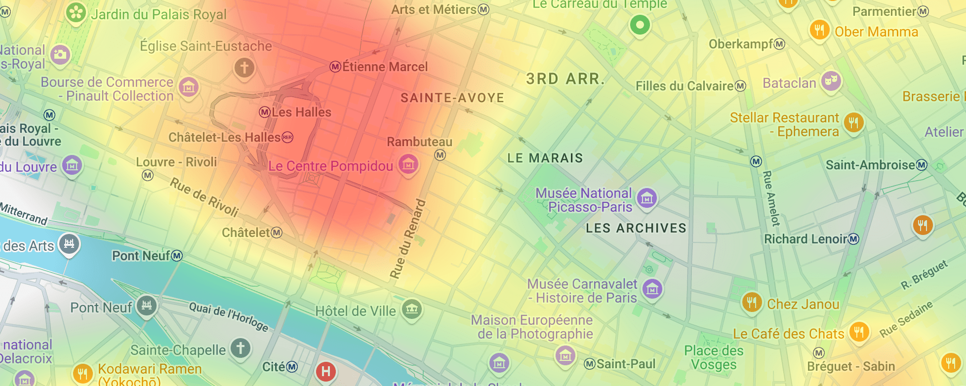 Eine Karte von San Francisco mit Unterhaltungswerten nach Postleitzahl.