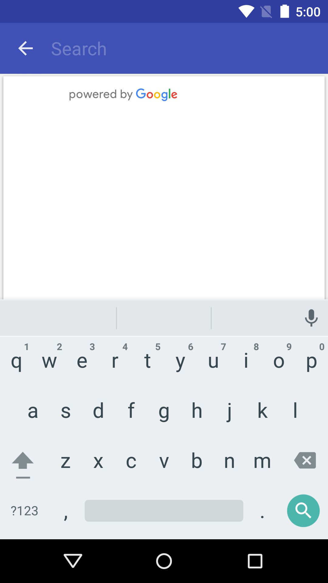 Quando exibido no modo tela cheia, o widget de preenchimento automático preenche toda a tela.