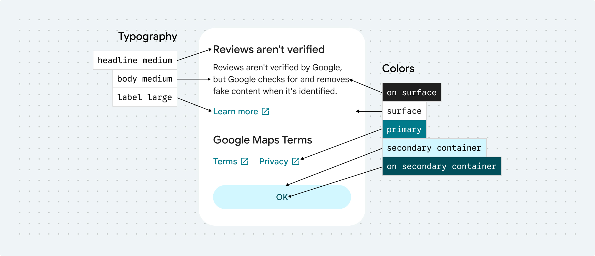 Dialog color and typography customization