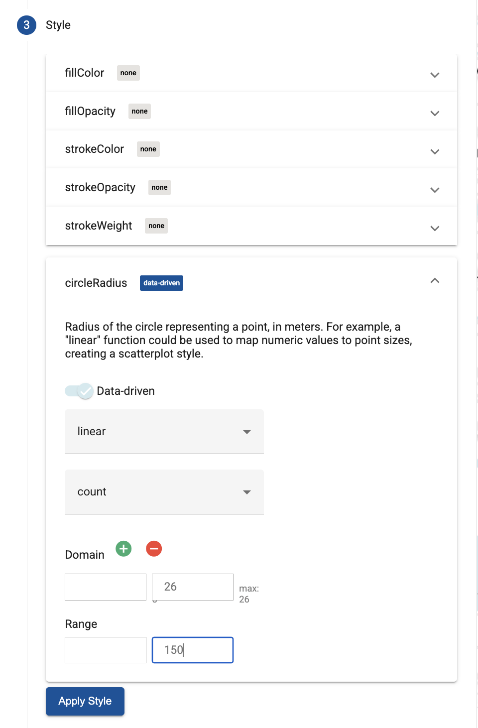 Sorgu sonuçları, Geo Viz'de doldurulmuş harita olarak gösterilir.