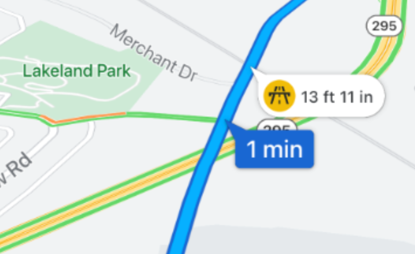 A map with a height restriction warning