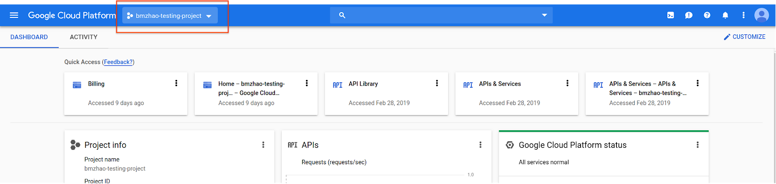 选择“项目选择”标签页