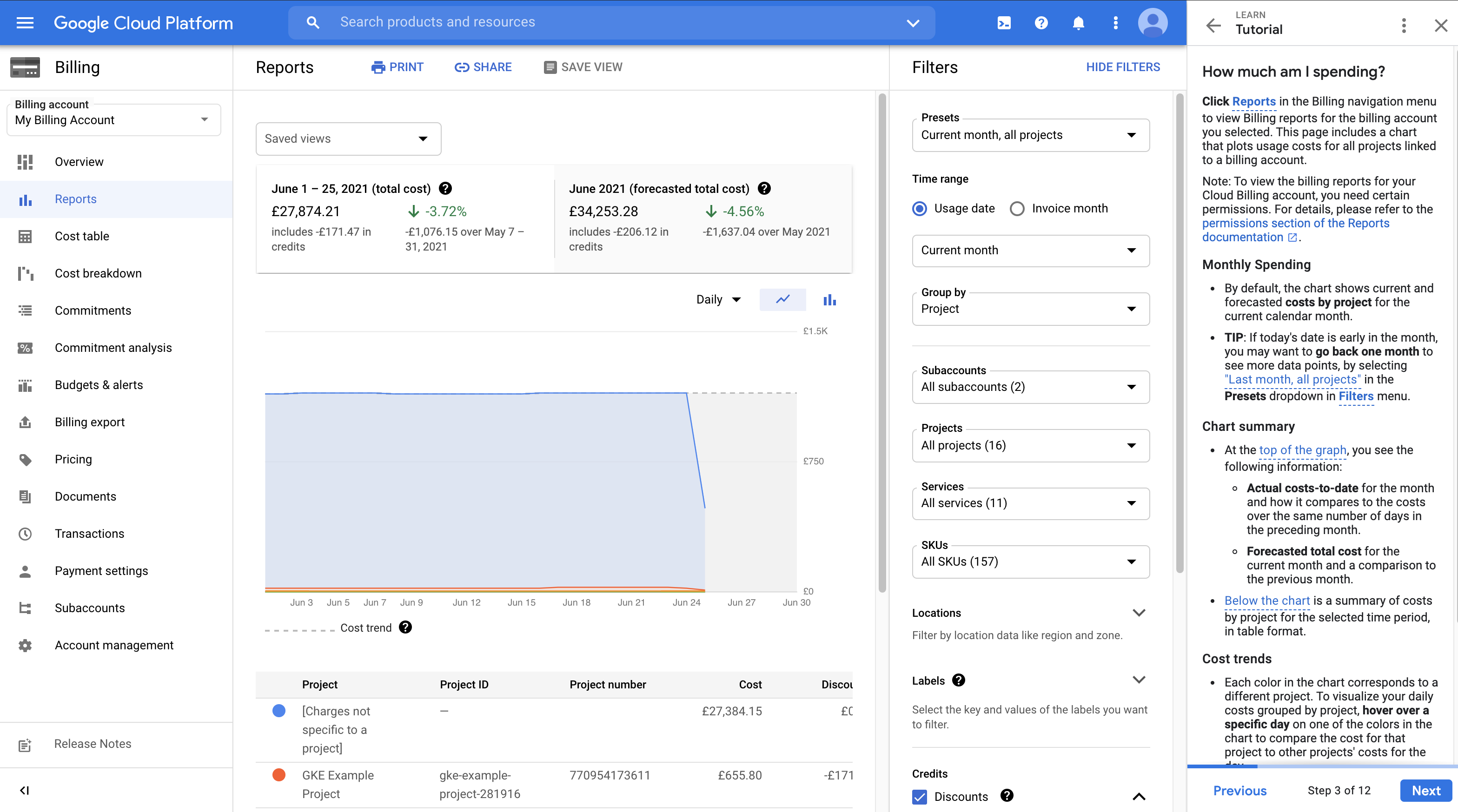 Rozliczenia usługi Google Cloud